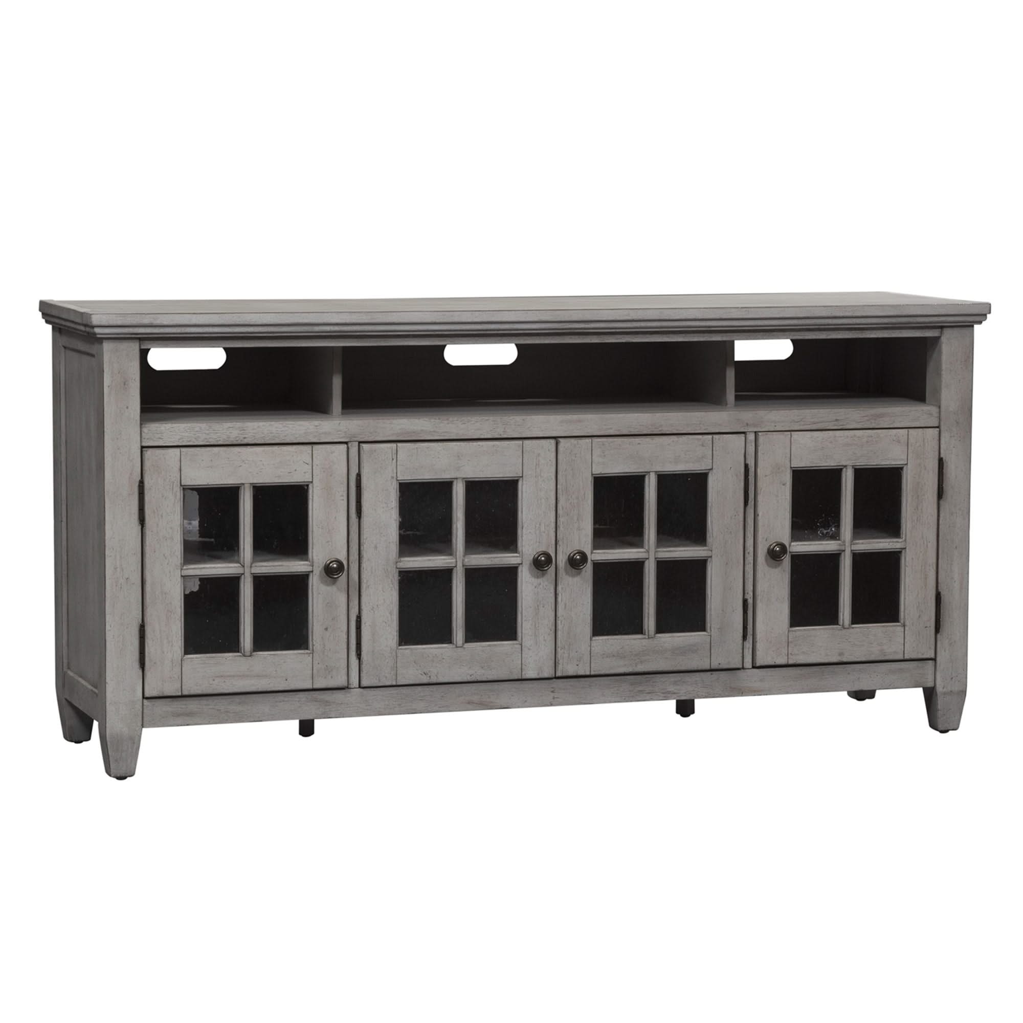 Heartland - Entertainment TV Stand - Antique White / Tobacco Tops