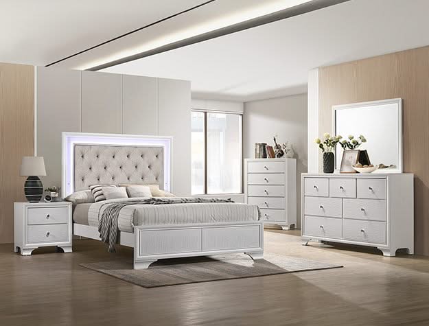 Lyssa - Twin Bed With LED - Oat / Frost