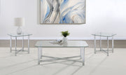 Cronin 3-piece Tempered Glass Top Coffee Table Set Chrome