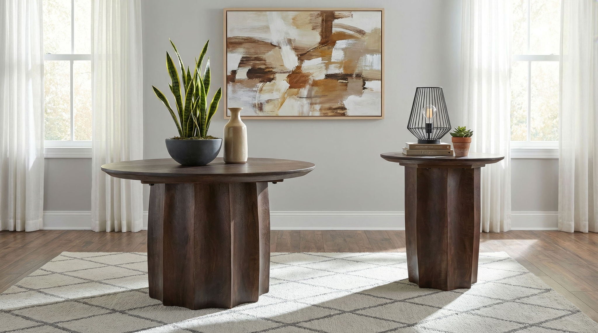 Cayenne Solid Mango Wood Cocktail Coffee Table Walnut