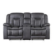 Morello Gray Reclining Console Loveseat