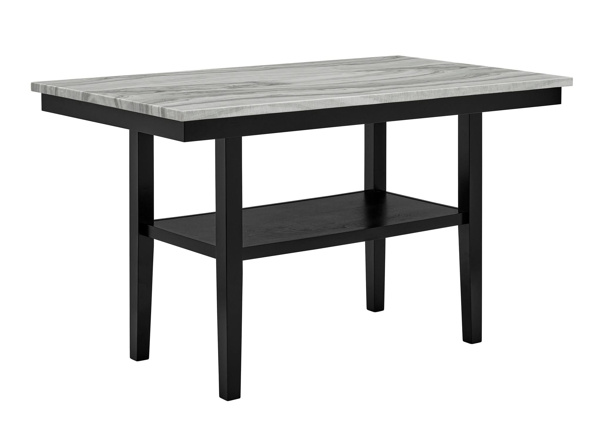 Marbel - 5 Piece Faux Marble Counter Height Set - Dove / Black