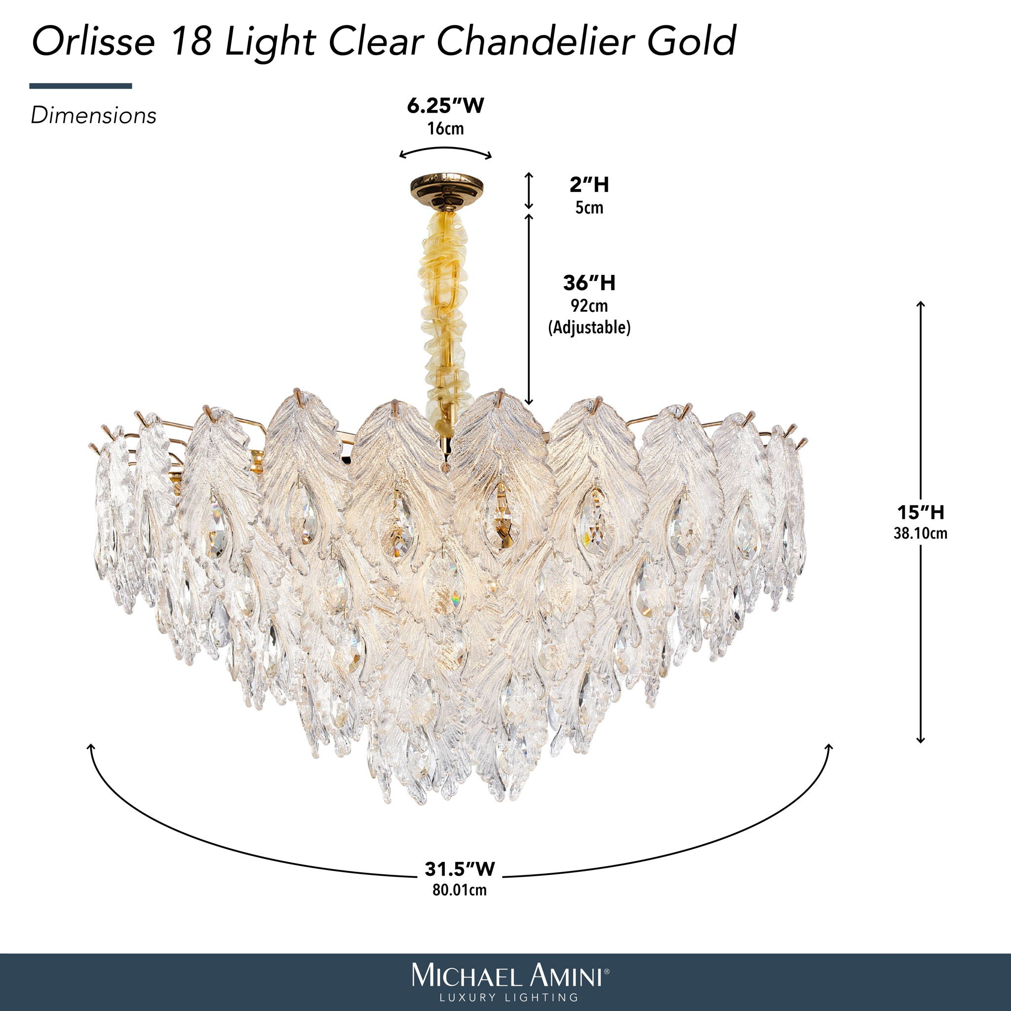 Michael Amini Lighting - Orlisse 18-Light Acrylic Chandelier - Gold
