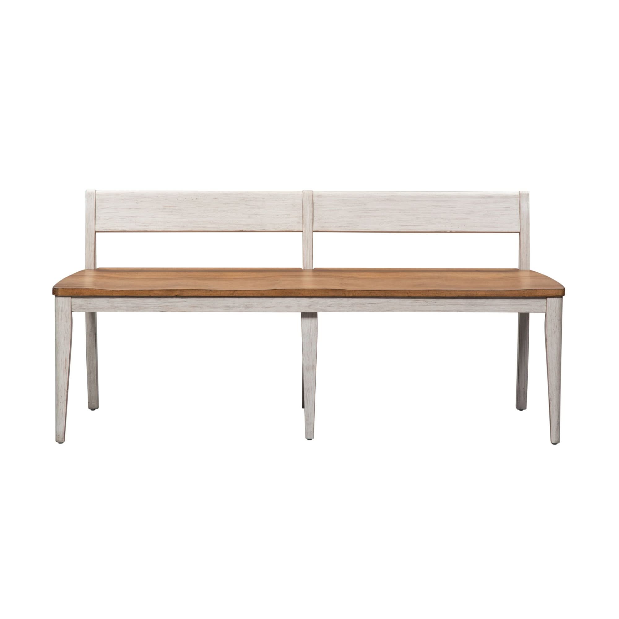 Farmhouse Reimagined - Bench - Antique White / Chestnut Tops