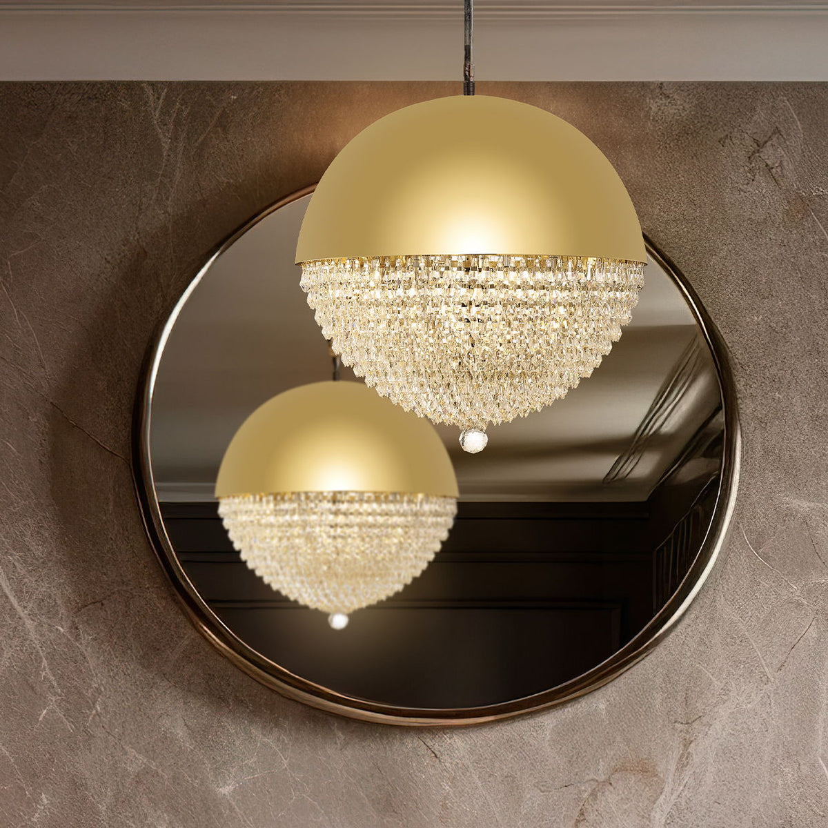 Michael Amini Lighting - Eclipse LED Crystal And Metal Chandelier - Gold