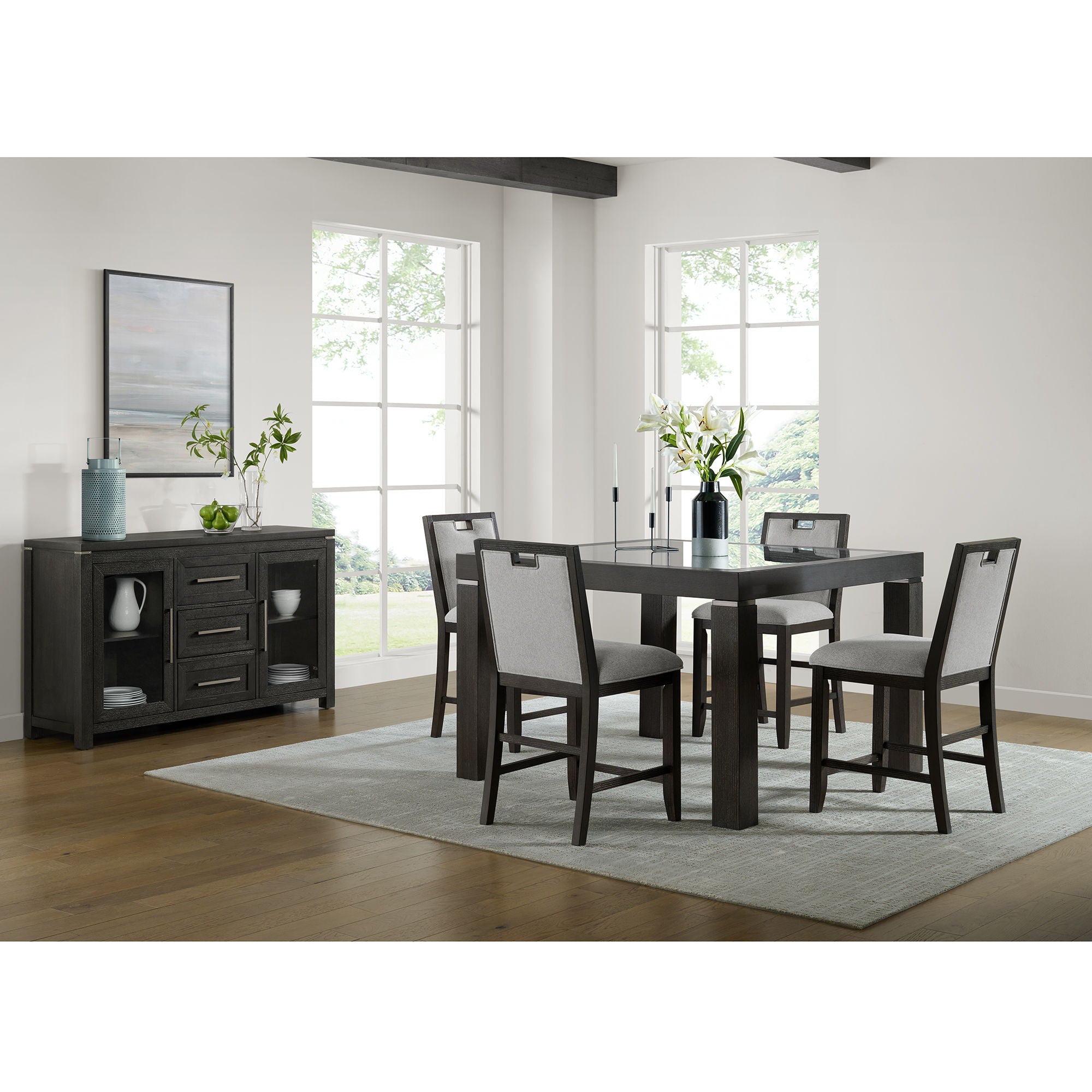 Elodie - Fabric Counter Chair (Set of 2) - Charcoal / Gray