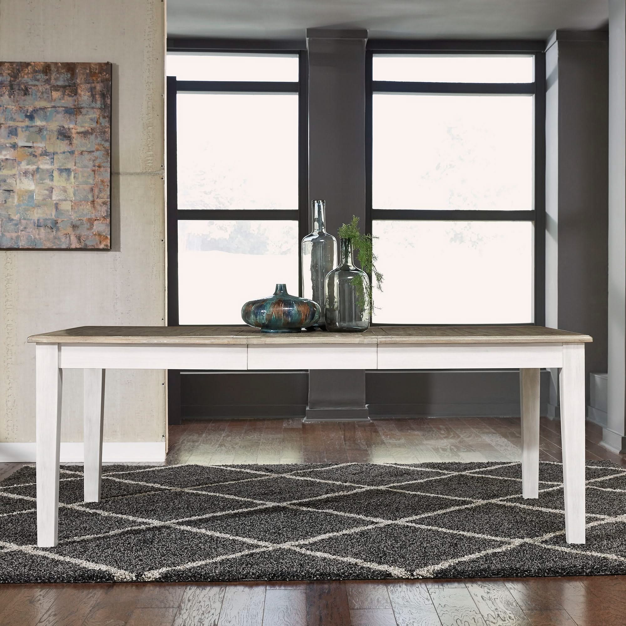 Summerville - Rectangular Leg Table - Soft White Wash / Wirebrushed Gray