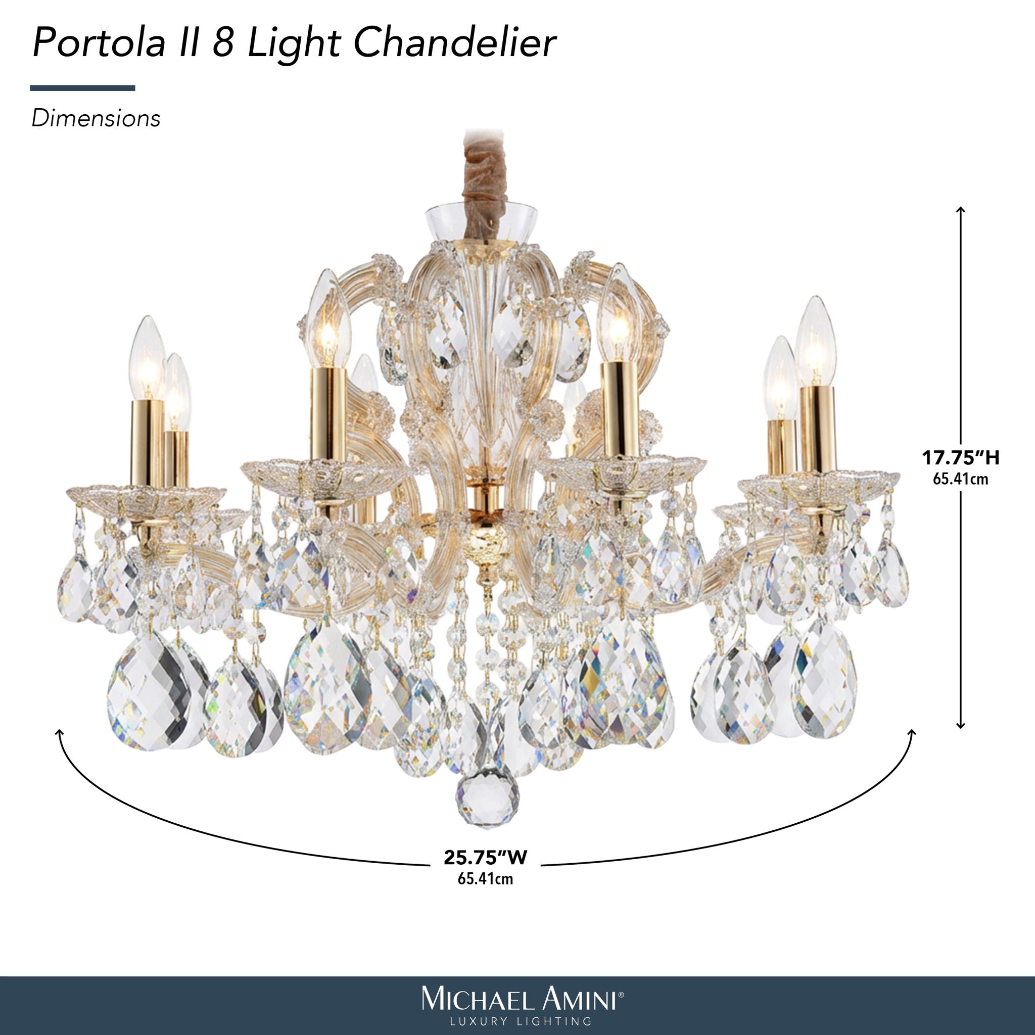 Michael Amini Lighting - Portola 8-Light Traditional Crystal Chandelier - Gold
