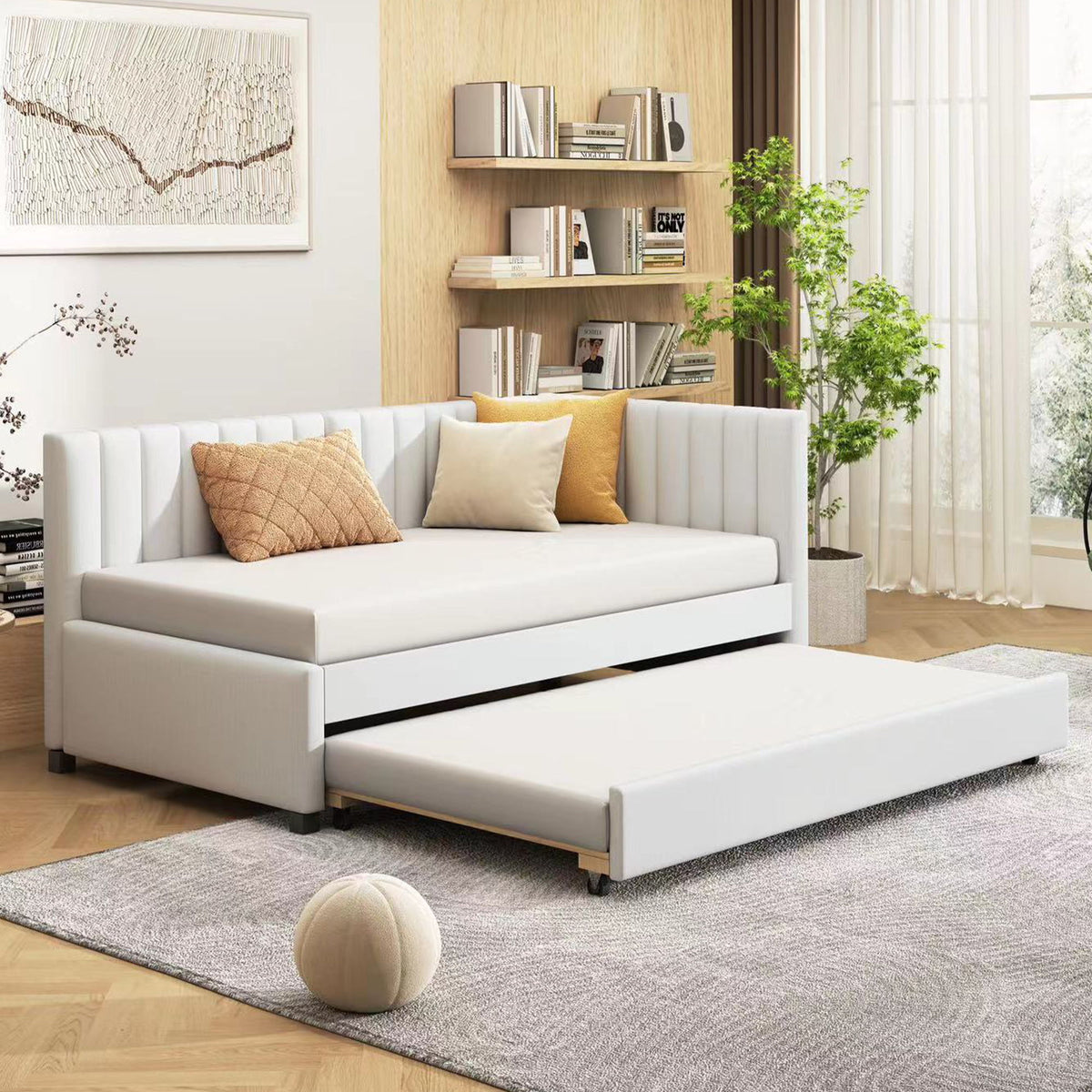 Upholstered Daybed, Sofa Bed Frame, No Box Spring Needed - | Free Shipping