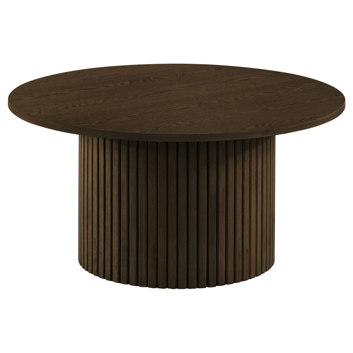 Hamlyn 3-piece Round Fluted Coffee and End Table Set Walnut