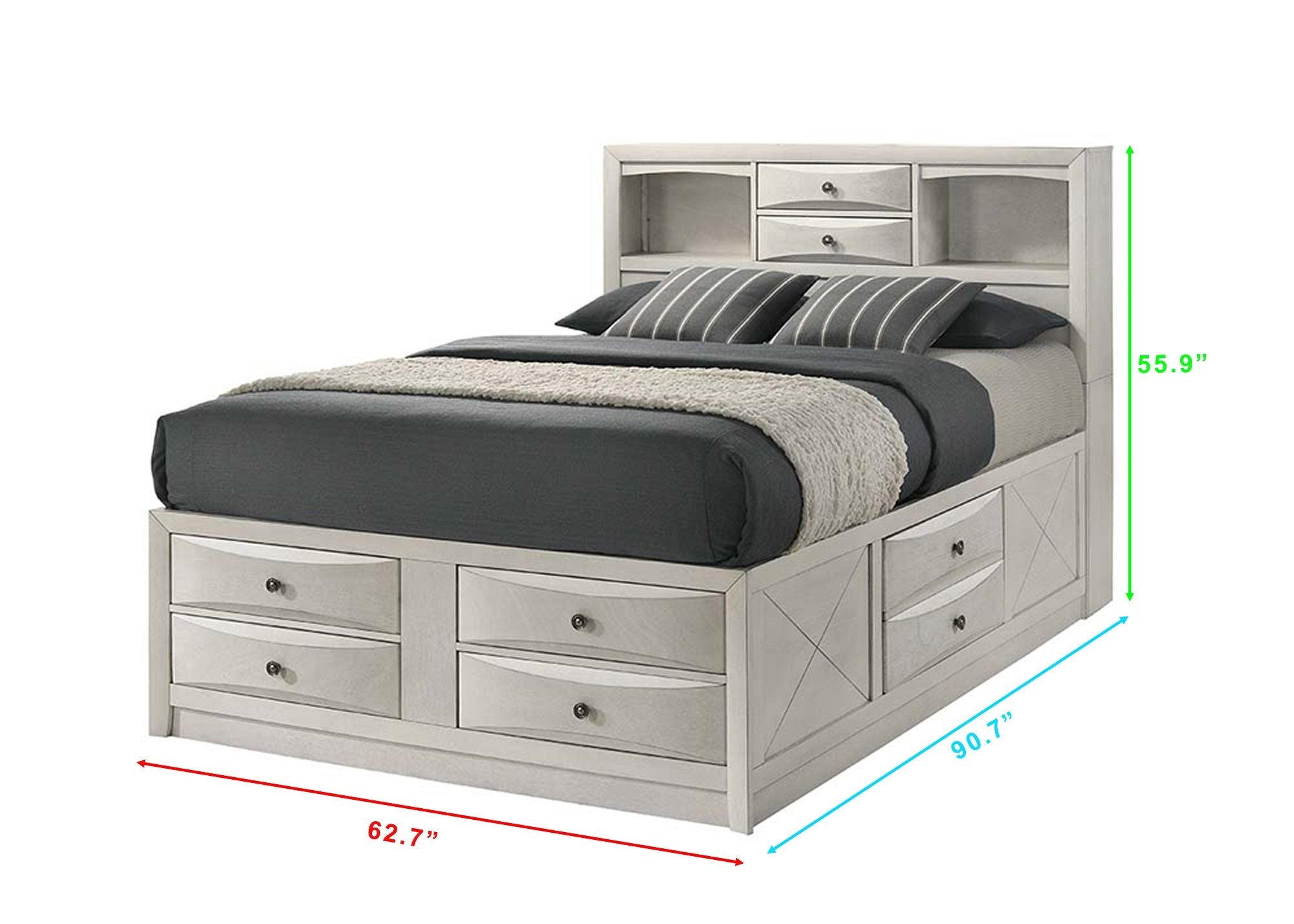 Emily - Queen Captains Bed - White