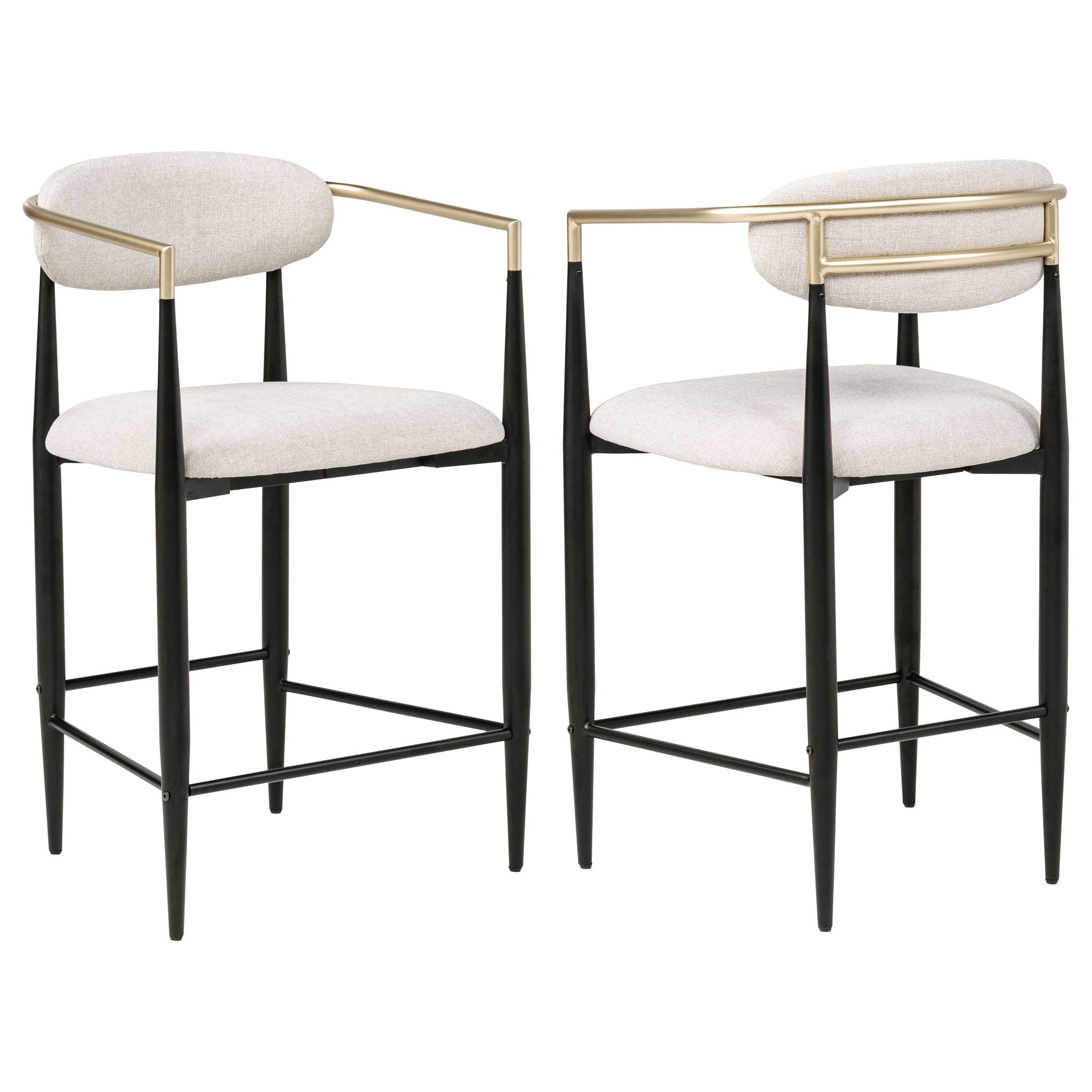 Tina Fabric Upholstered Counter Chair Beige (Set of 2)
