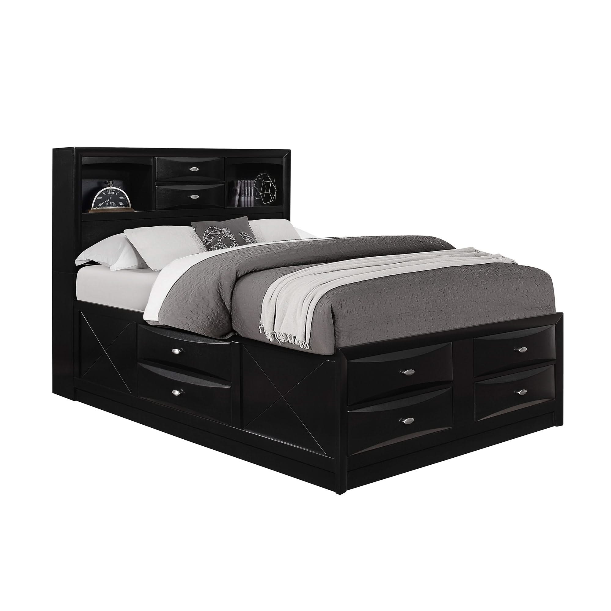 Lucille - 5 Piece Bedroom Set With Storage Drawers And Bookcase Headboard