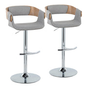 Elisa - Mid-Century Modern Adjustable Barstool With Swivel With Rounded T Footrest (Set of 2) - Gray
