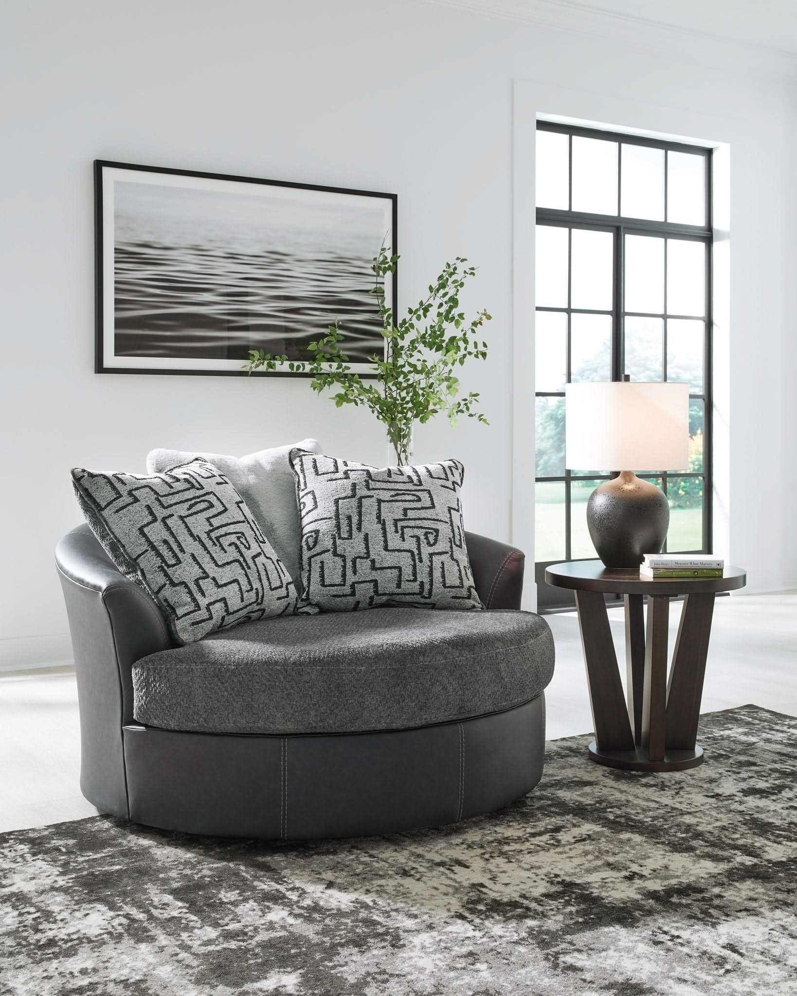 Brixley Pier - Oversized Swivel Accent Chair - Graphite