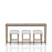 Glass Console Table With 3 Stools - Frosted