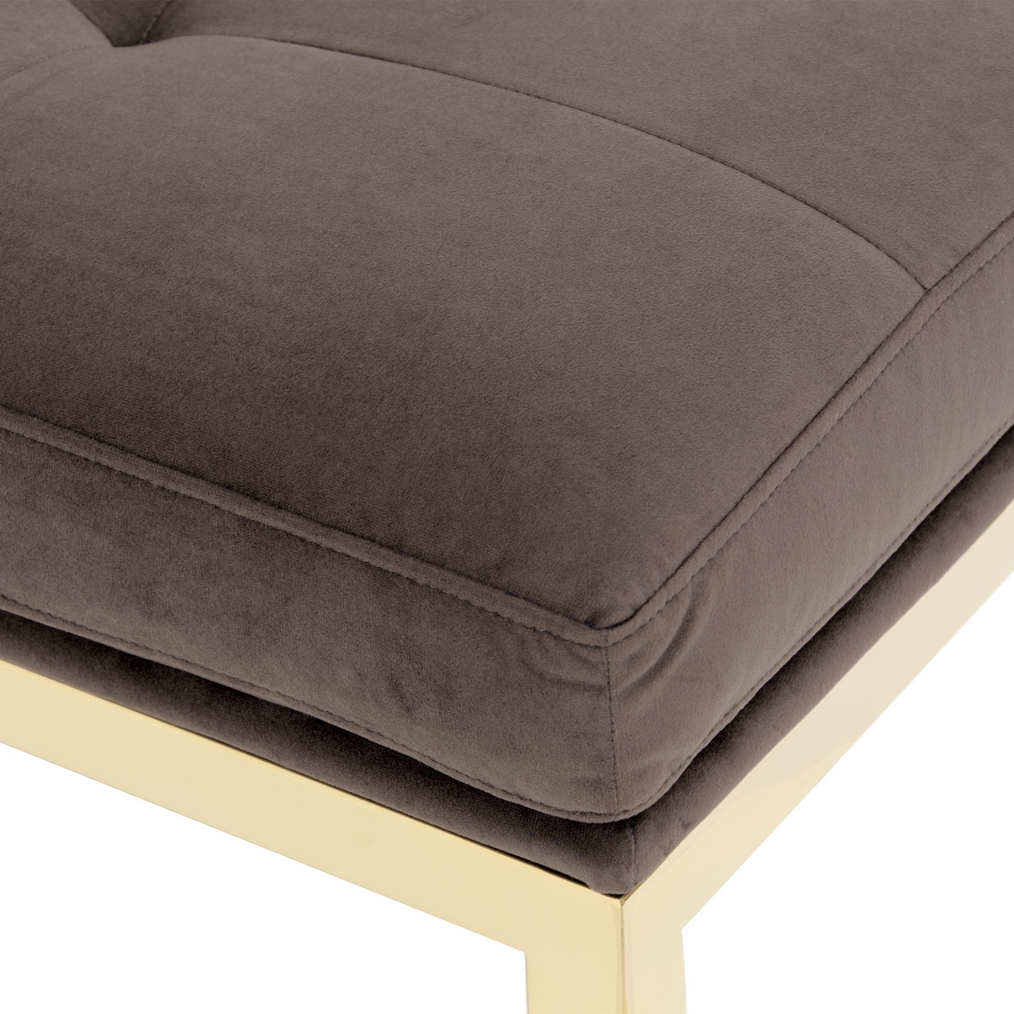 Signature Beds & Benches - Dahlia Velvet Accent Bench - Chocolate / Gold