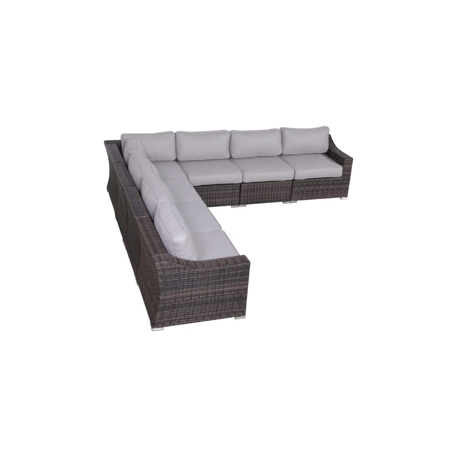 Contemporary Outdoor Rattan Wicker Sectional Seating Group With Cushions