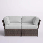 Outdoor Wicker Loveseat With Cushions Patio Seating Wicker - Brown