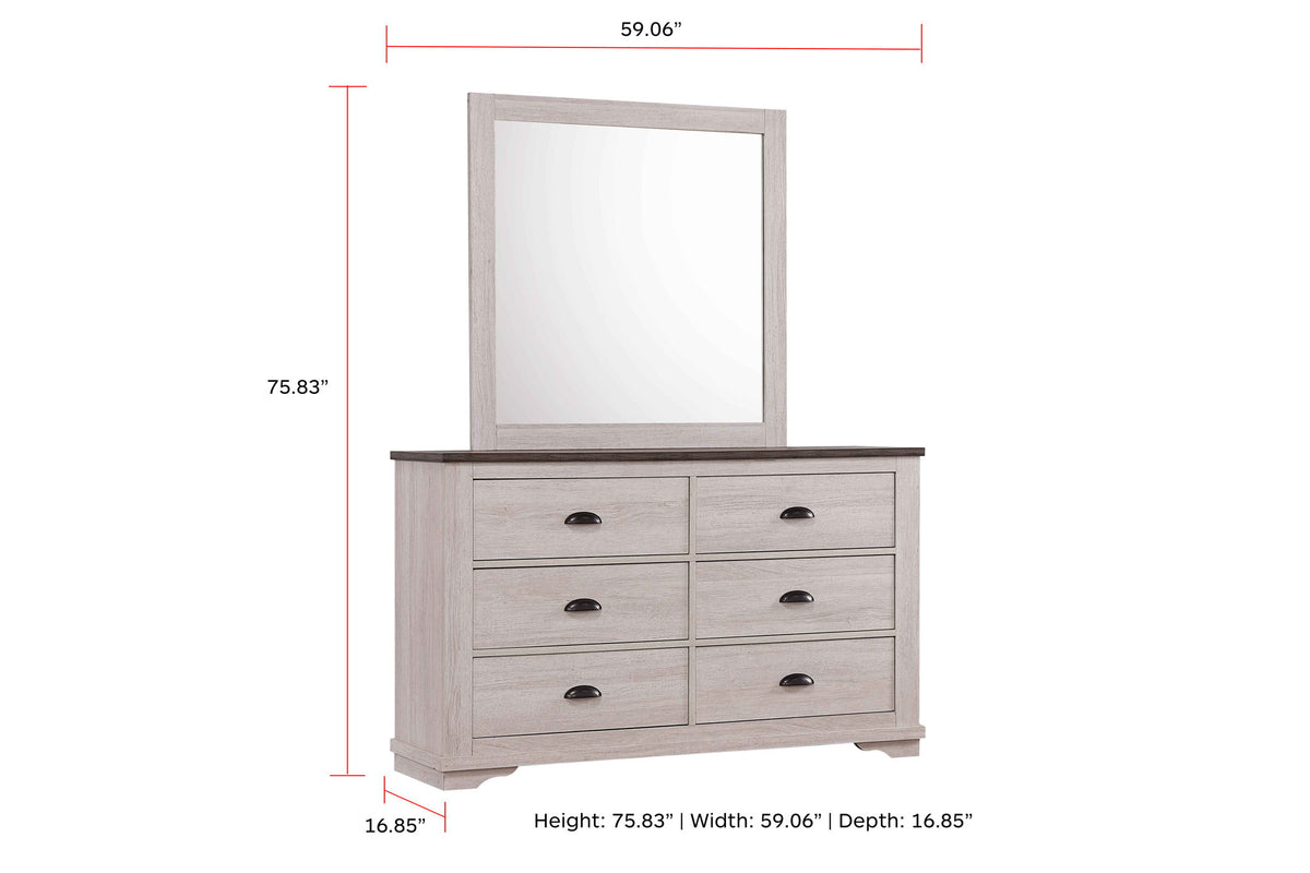 Coralee - King 5 Piece Bedroom Set - Chalk / Gray