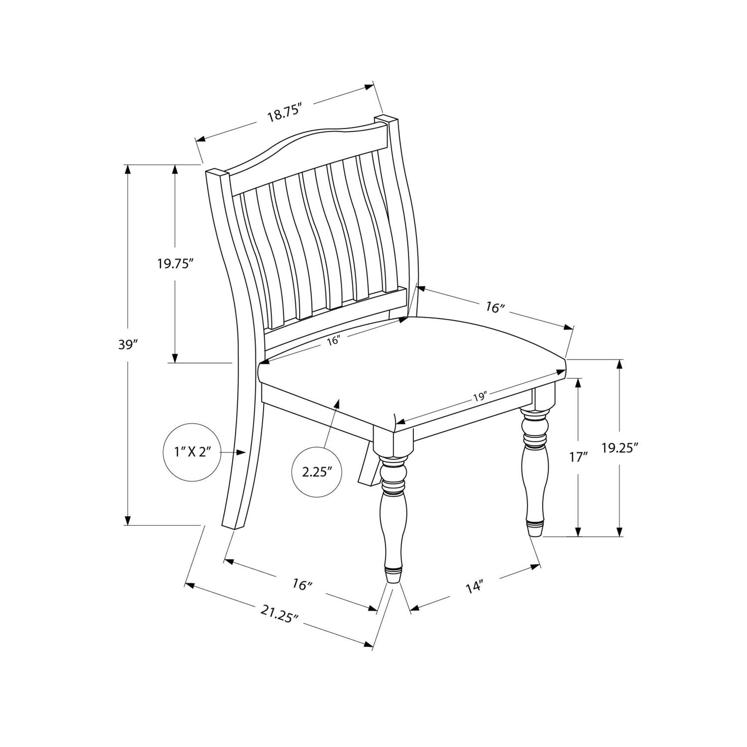 Dining Chair, Upholstered, Side, Transitional (Set of 2) - Gray