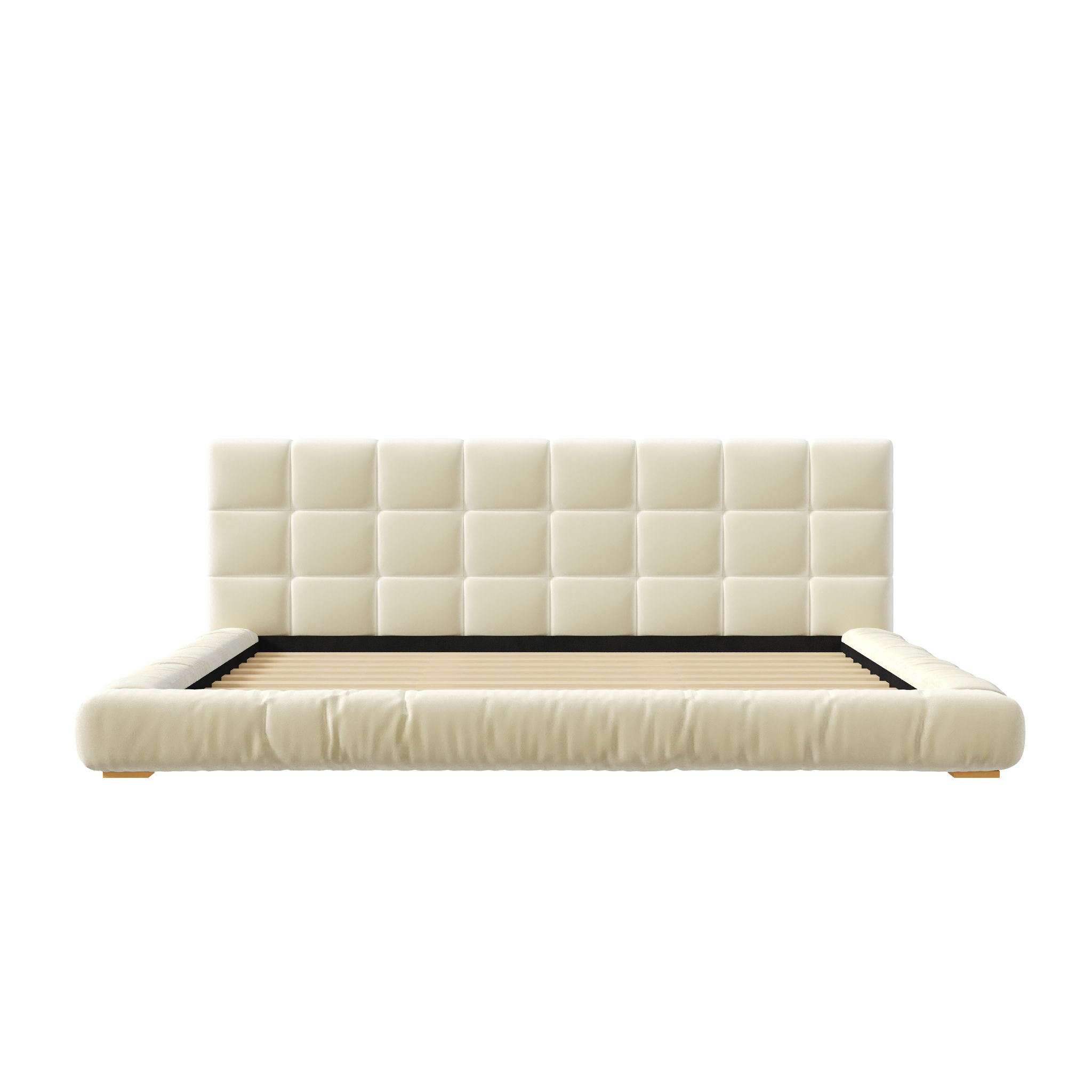 Upholstered Platform Bed Frame With Tufted Headboard