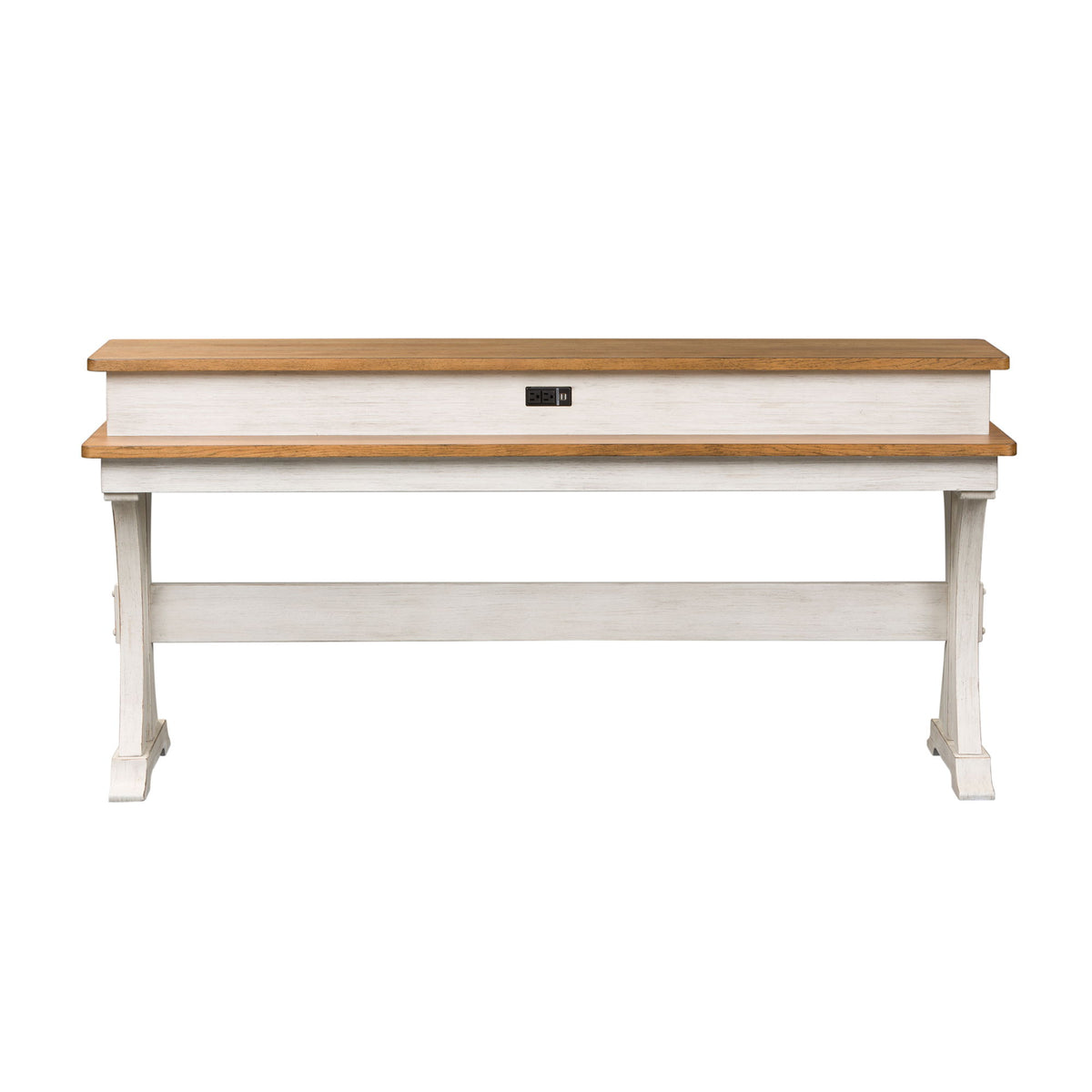 Farmhouse Reimagined - Console Bar Table - Antique White / Chestnut Tops