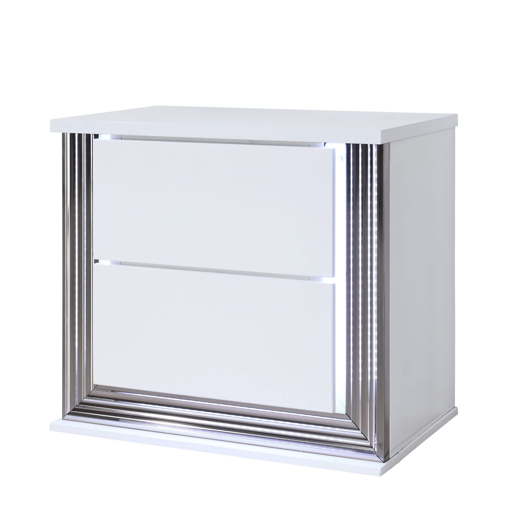 Moon - Smooth Nightstand With LED - White