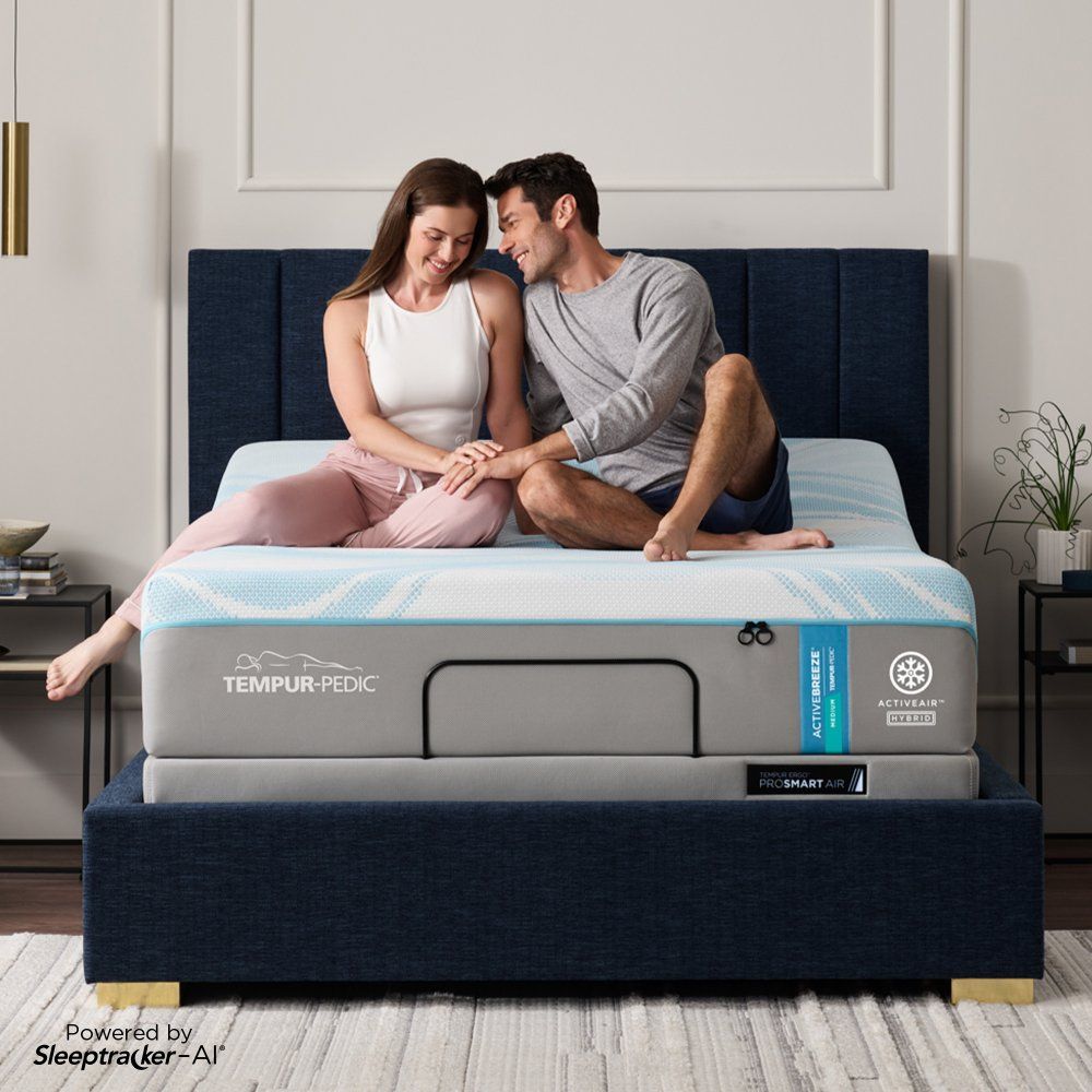 Tempur-Breeze - Tempur-ActiveBreeze Medium Hybrid Mattress With Ergo ProSmart Air Base