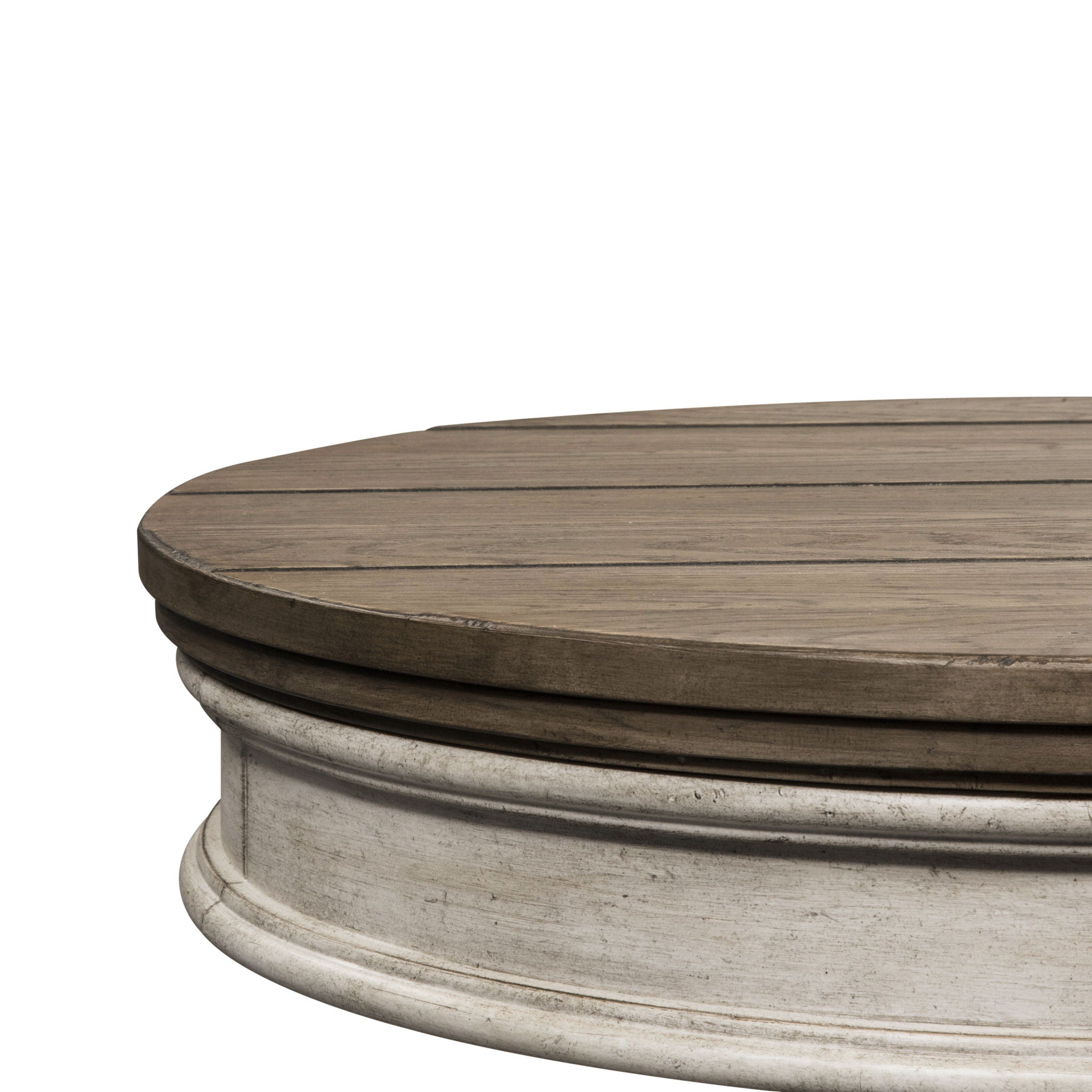Heartland - Round Pedestal Chair Side Table - Antique White / Tobacco Tops