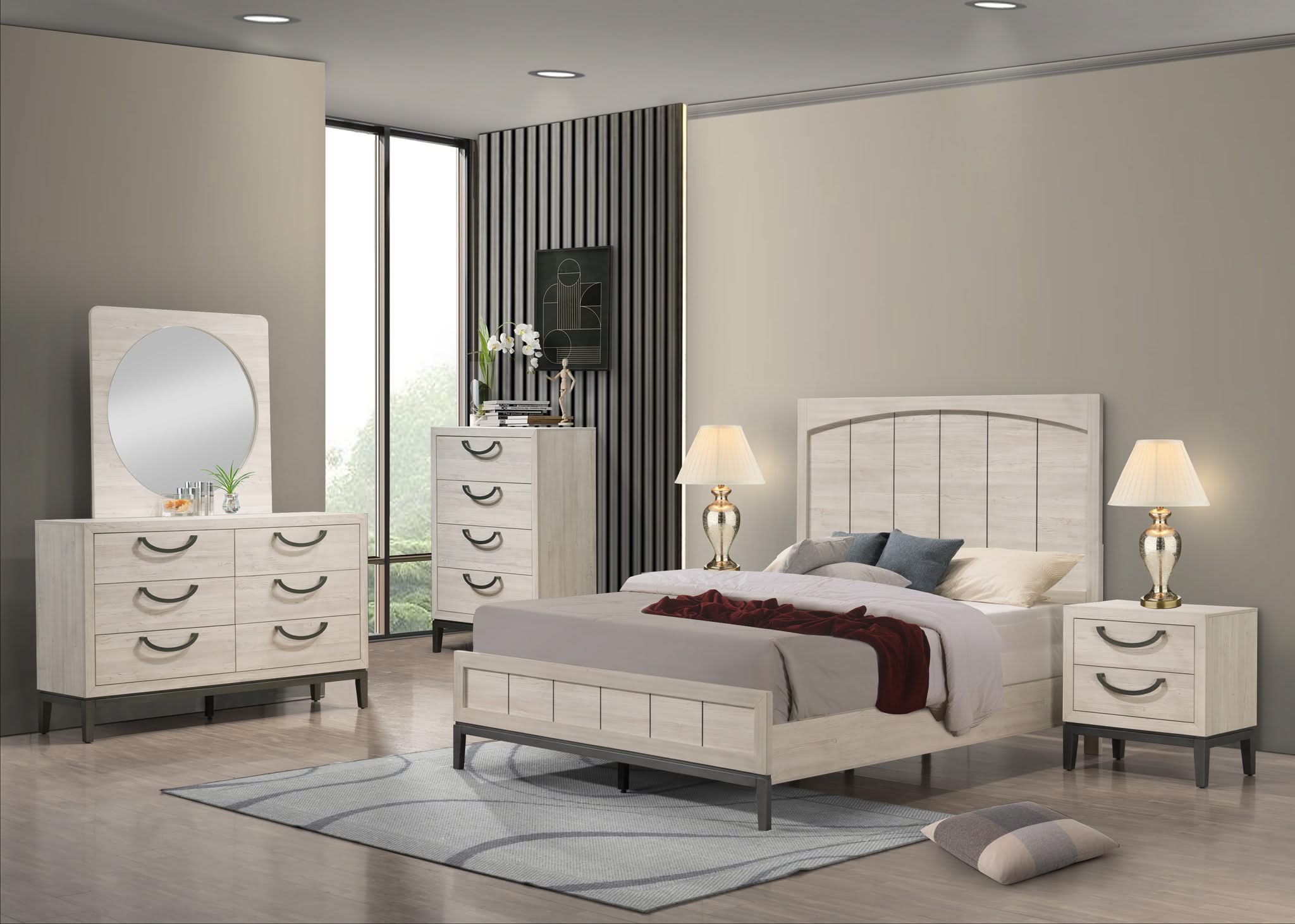 Veda - King Bed - Beige