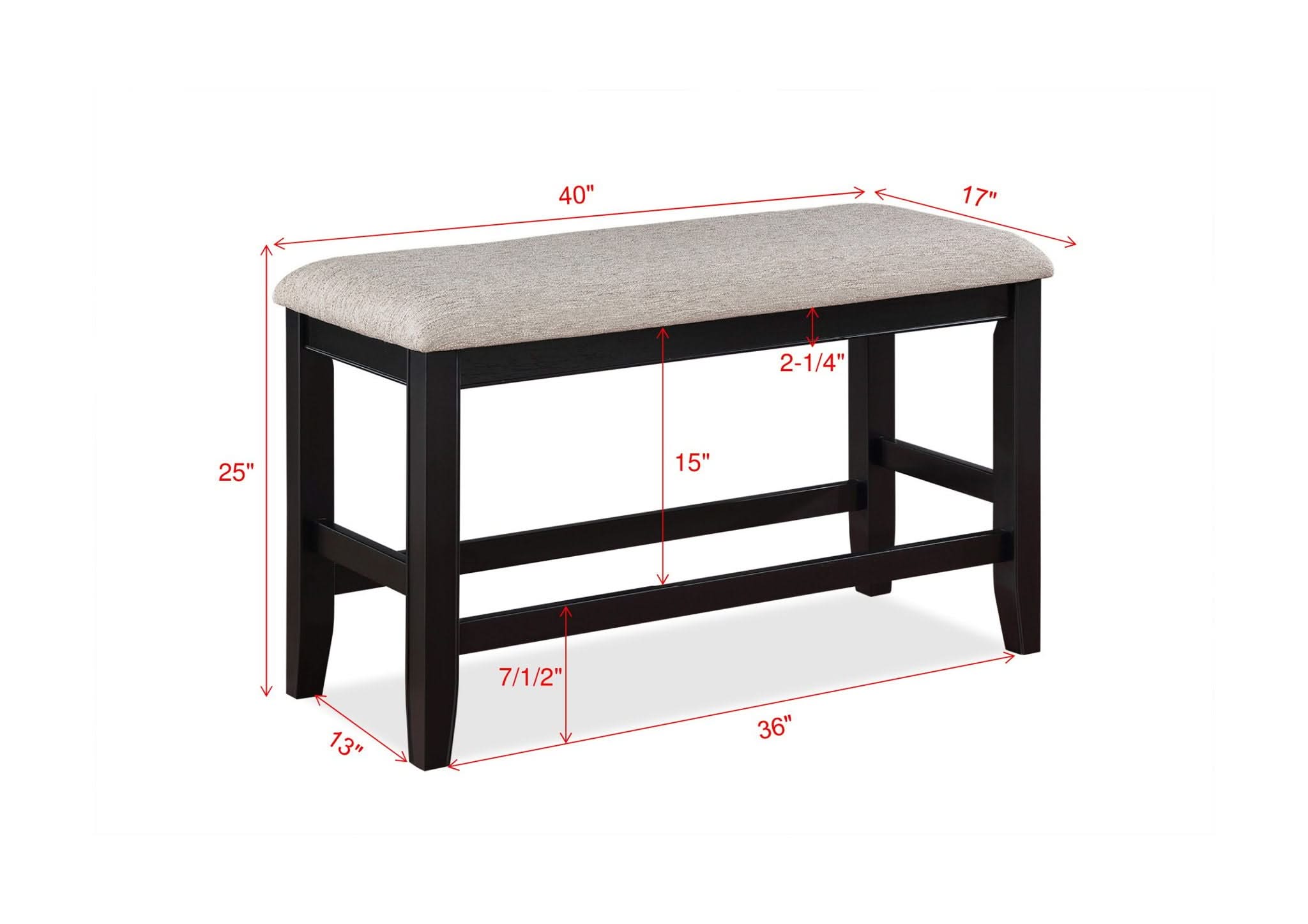 Fulton - Counter Height Bench - Light Gray