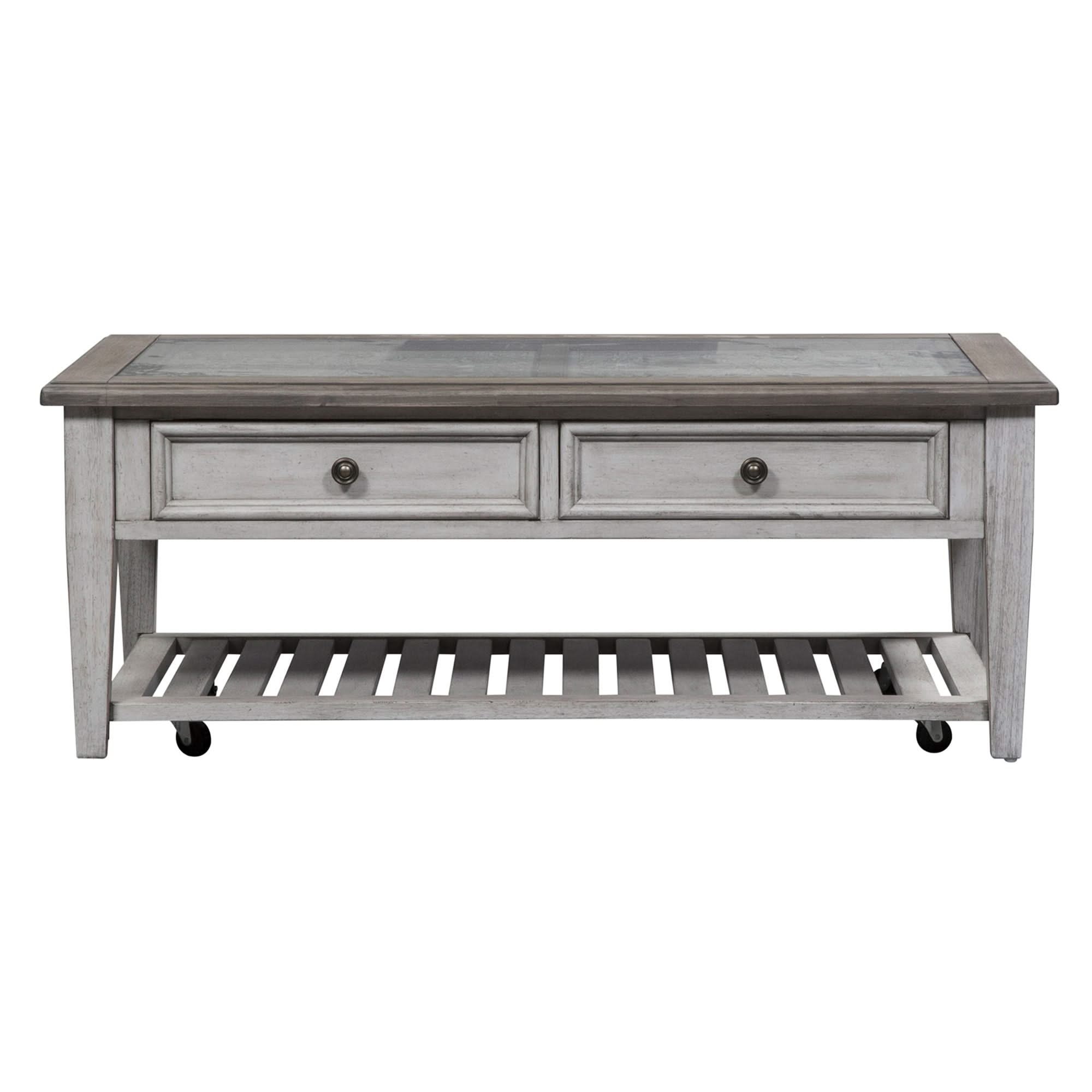 Heartland - 3 Piece Table Set - Antique White / Tobacco Tops