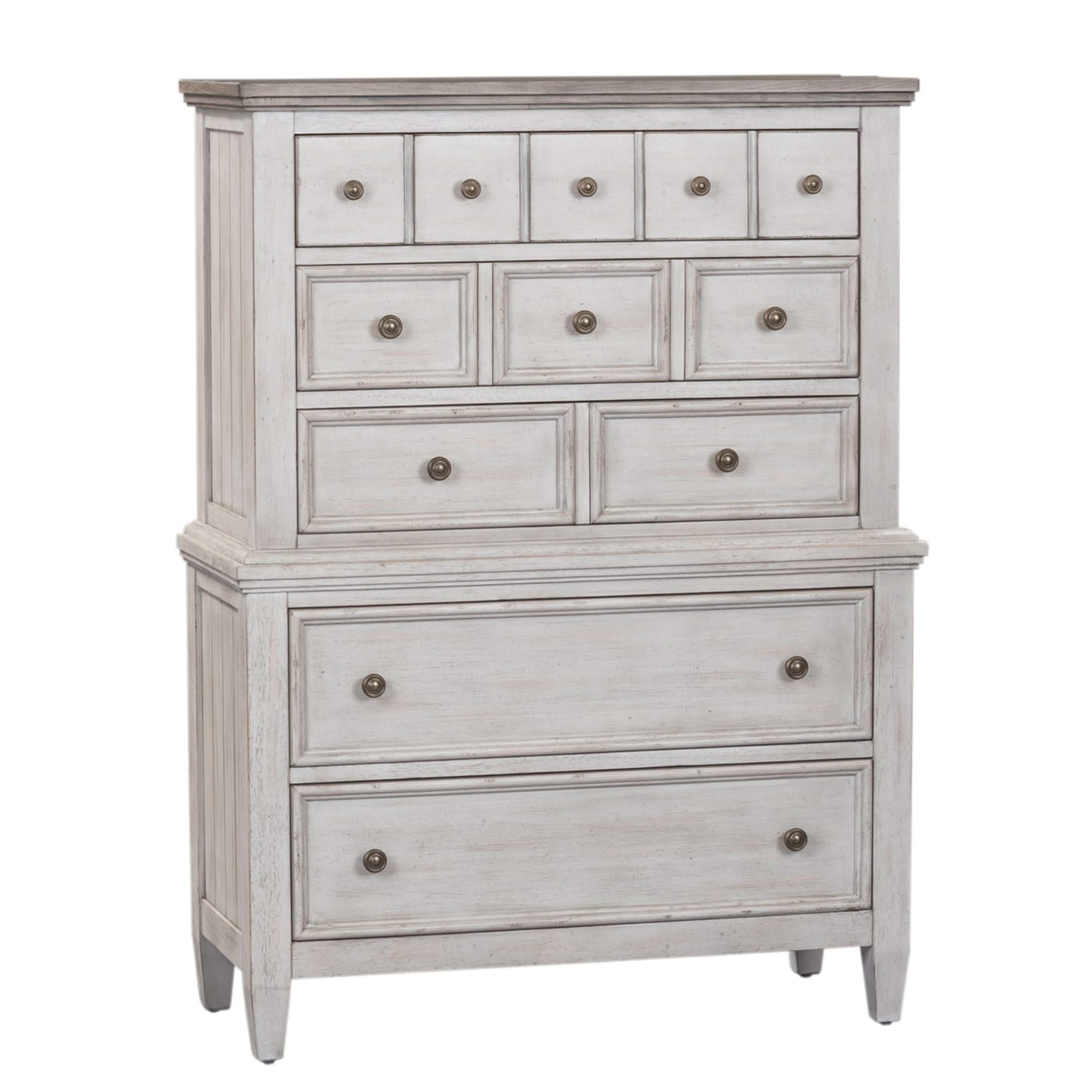 Heartland - 5 Drawer Chest - Antique White / Tobacco Tops
