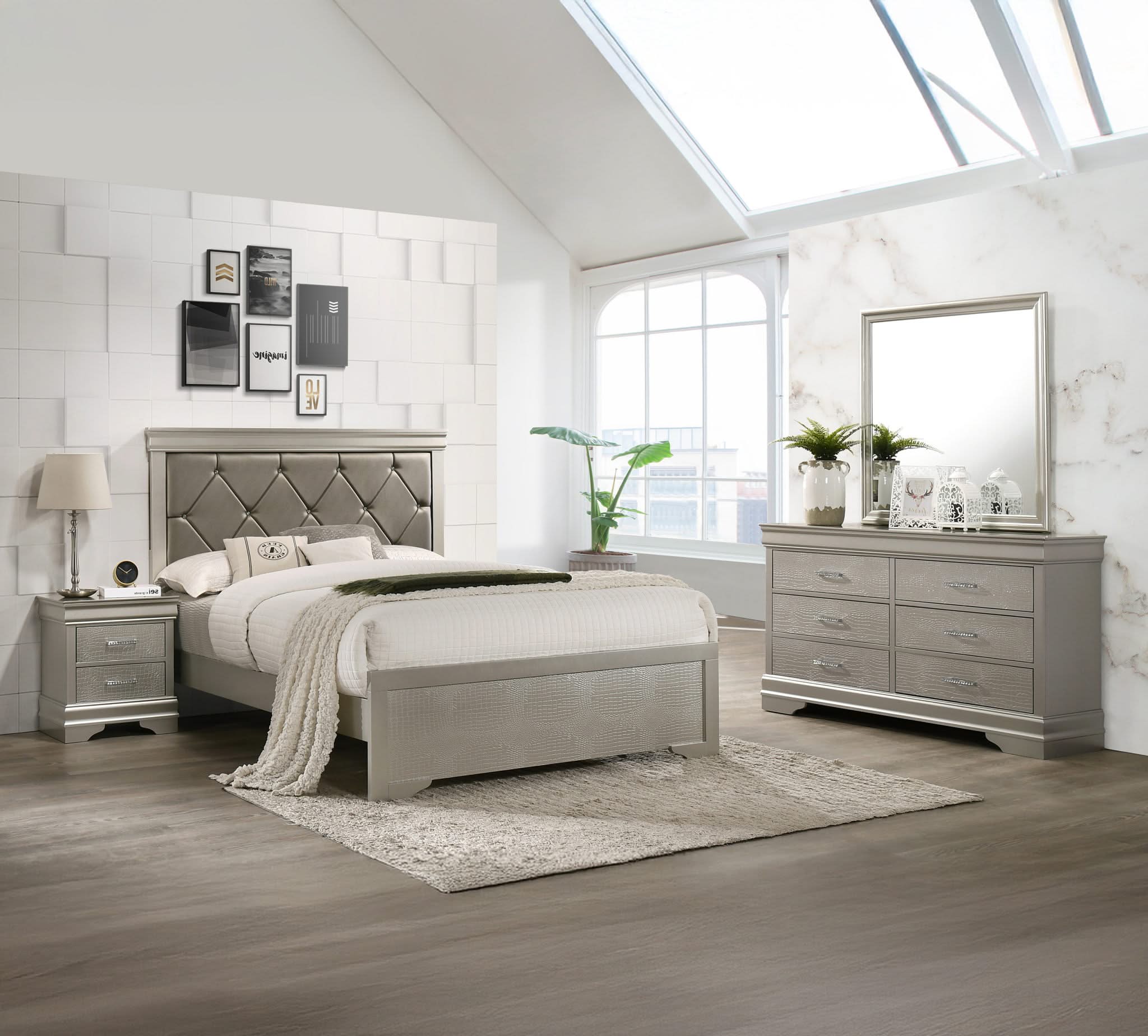 Amalia - Twin 4 Piece Bedroom Set - Silver