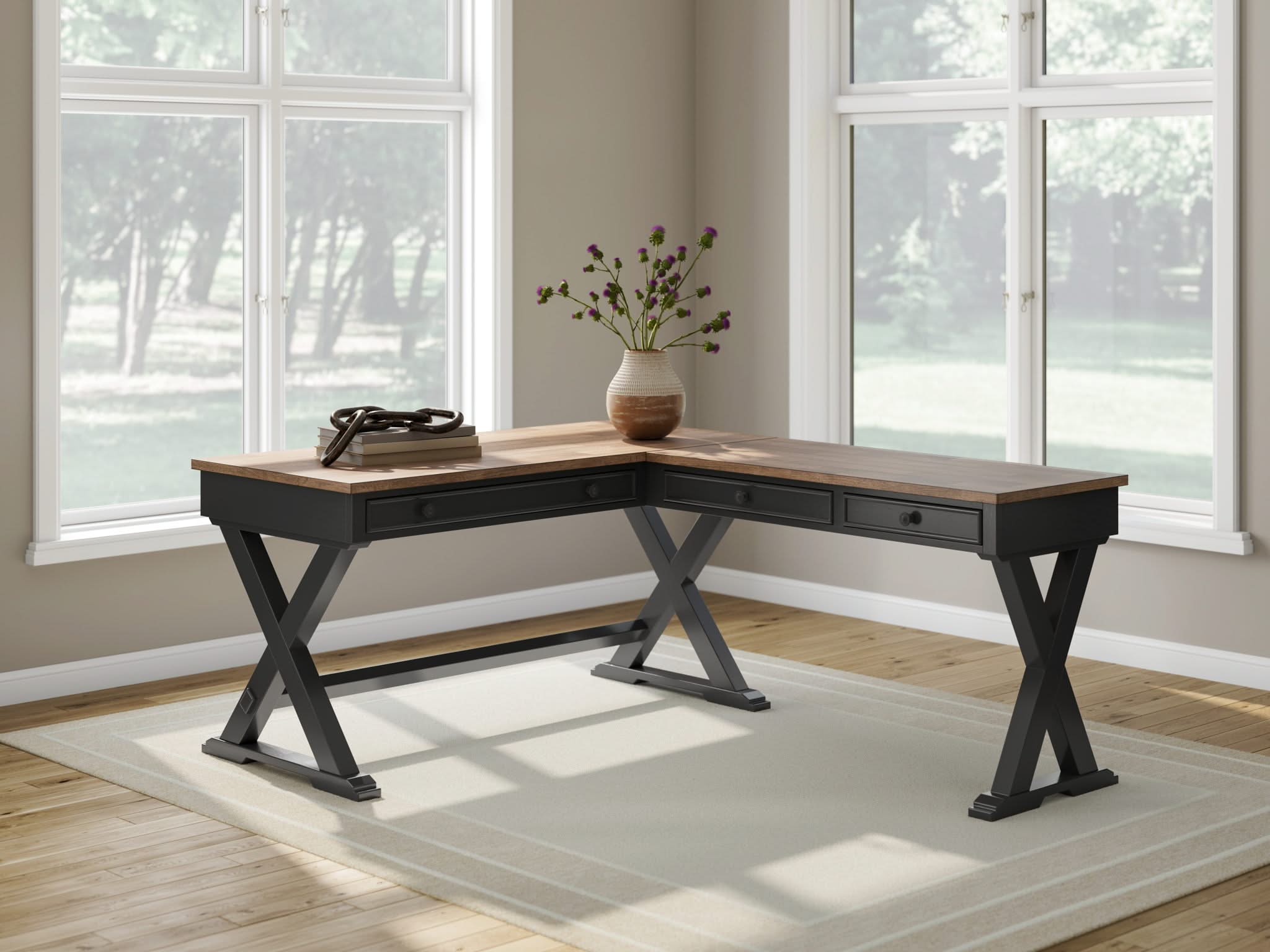 Wildenauer - Home Office Desk And Return - Brown / Black