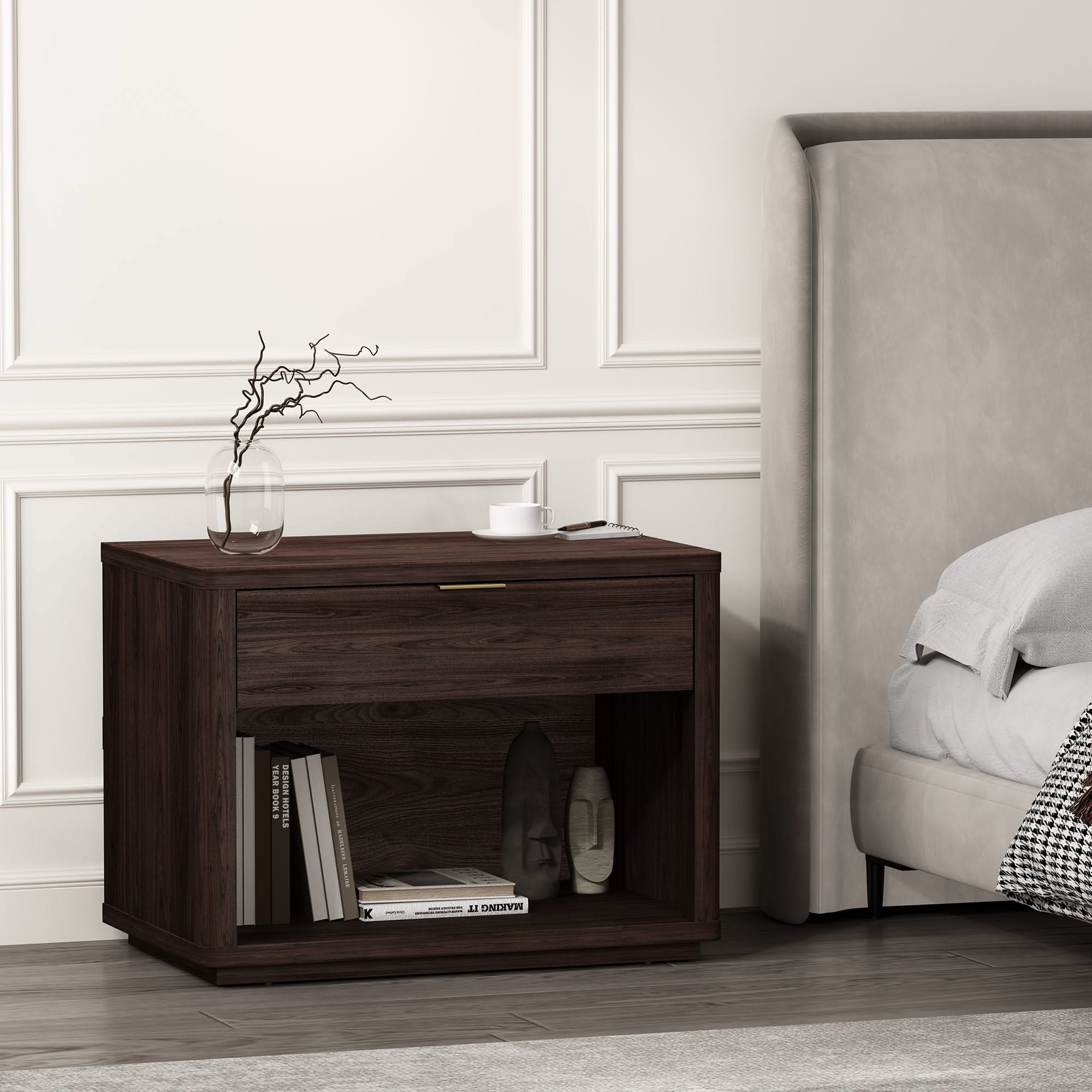 Evelyn - Nightstand With 1 Drawer And Open Shelf