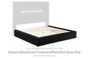 Tayleena - Queen Upholstered Footboard / Rails / Roll Slats - Black