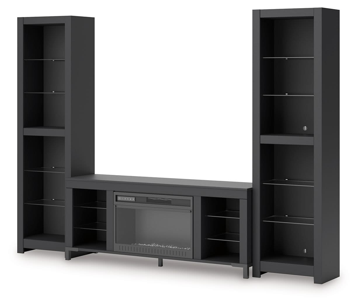 Cayberry - 3-Piece Entertainment Center With Electric Fireplace - Black
