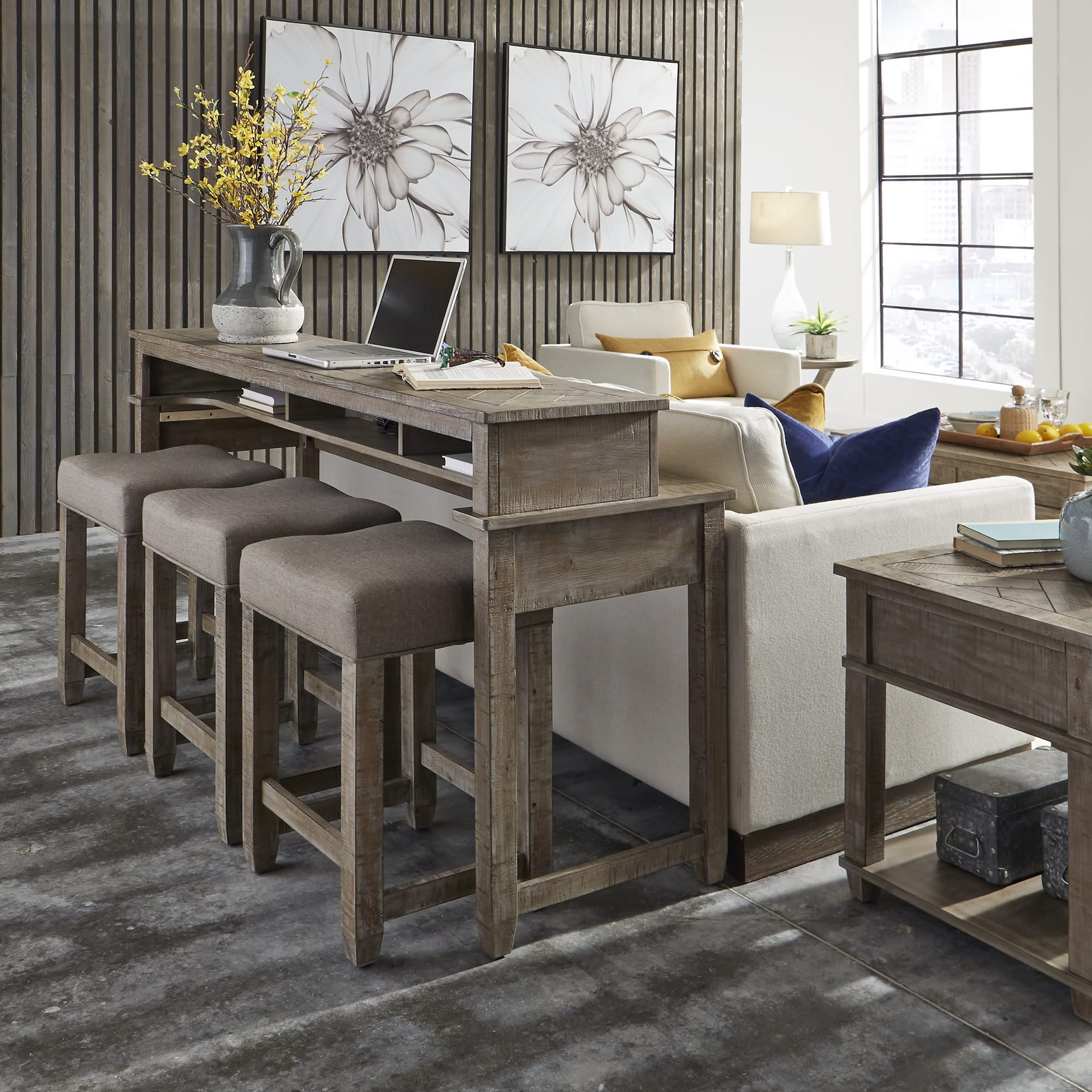Parkland Falls - Upholstered Console Stool - Weathered Taupe