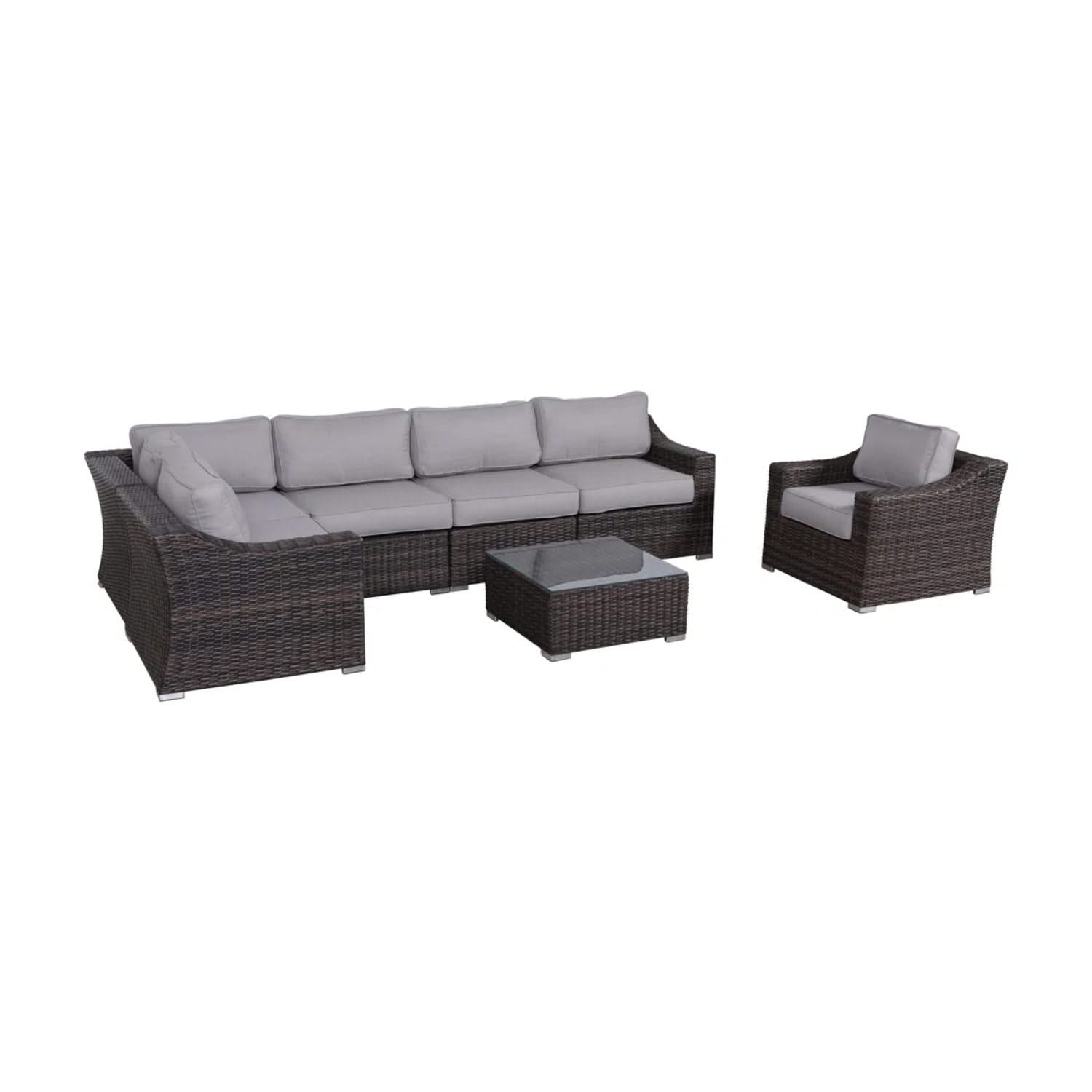 Outdoor Wicker Conversation Set With Cushions, All Weather