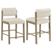 Kehoe Upholstered Counter Height Chair Cream and Natural Oak (Set of 2)