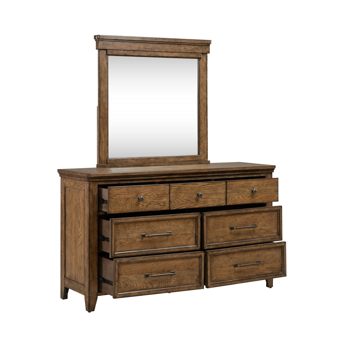 Carolina Park - Dresser & Mirror - Amber Brown