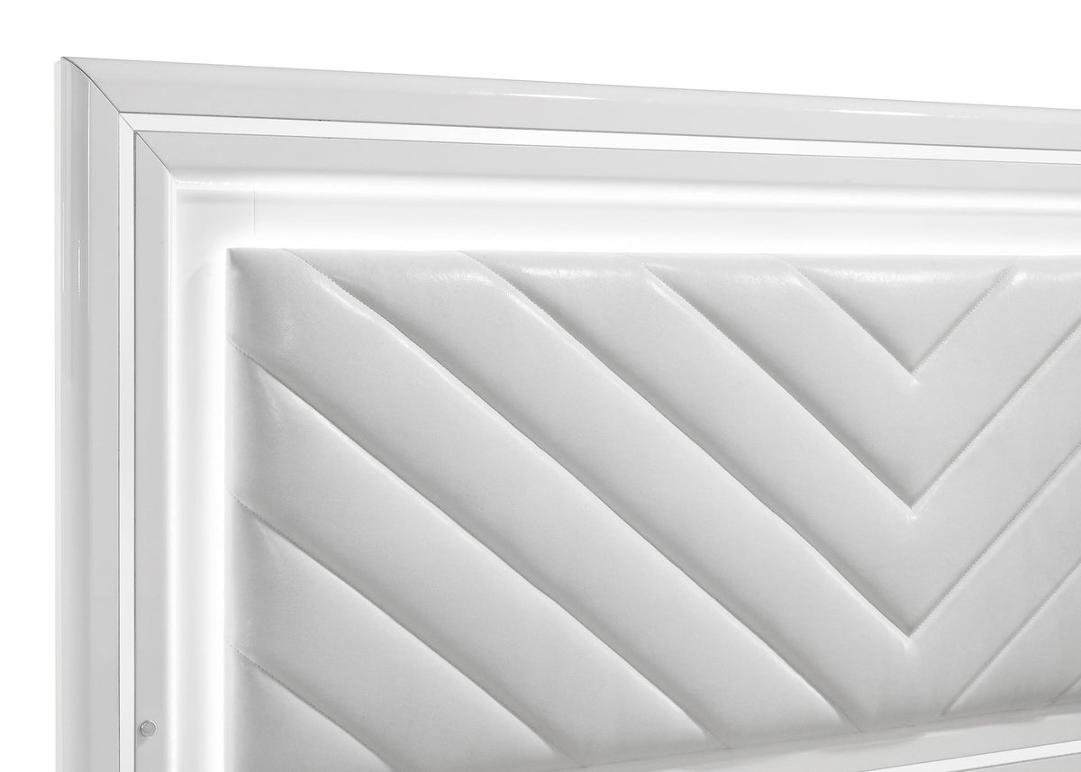Cassia Queen LED Panel Bed White High Gloss