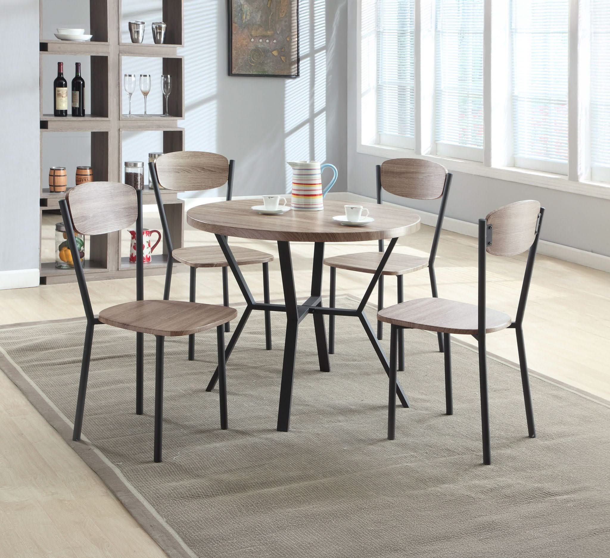 Blake - 5 Piece Round Dining Set - Light Brown