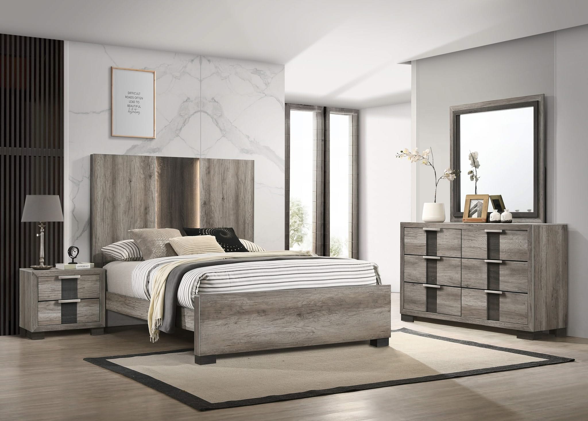 Rangley - King 4 Piece Bedroom Set - Dark Gray
