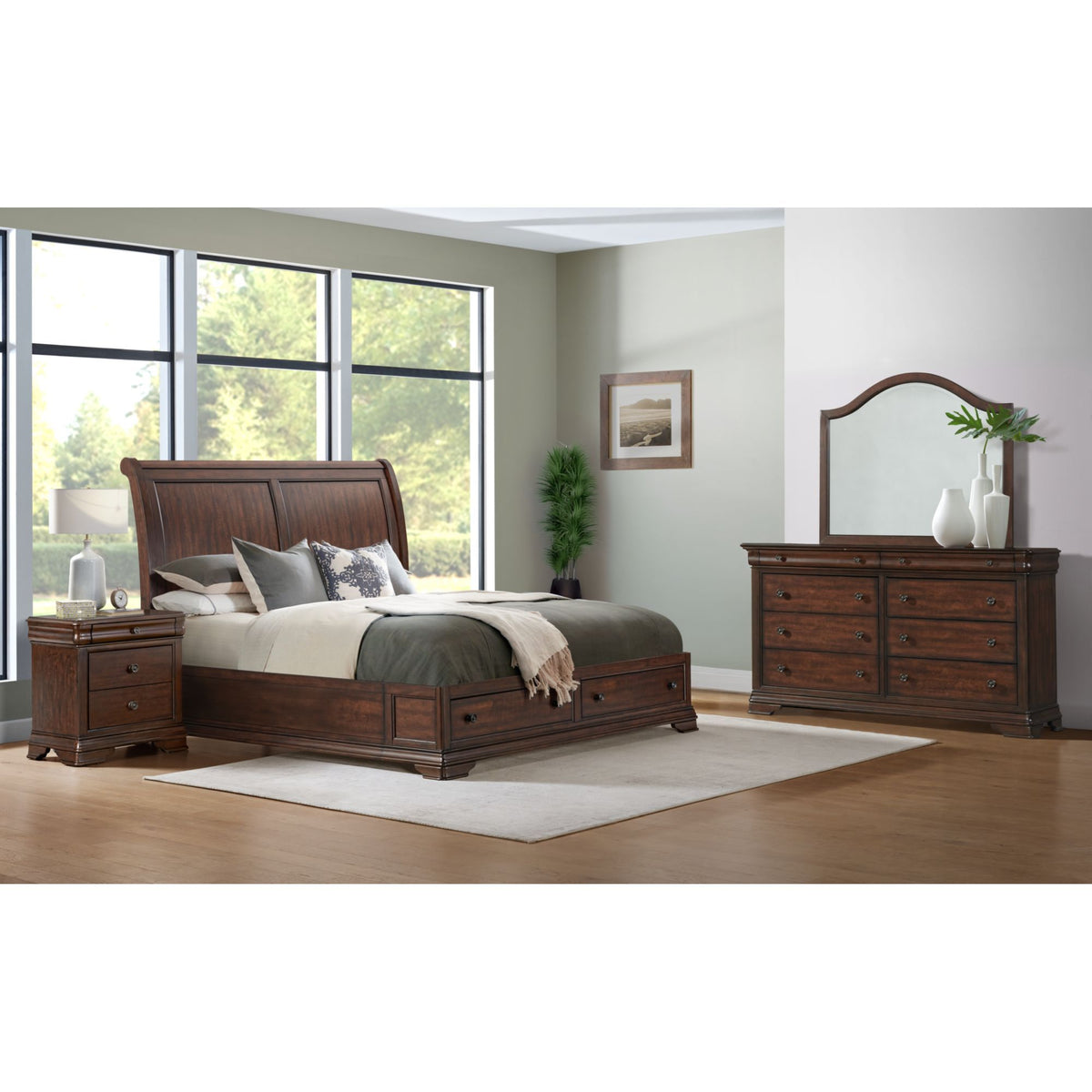 Phillipe - 3-Drawer Nightstand With USB - Cherry