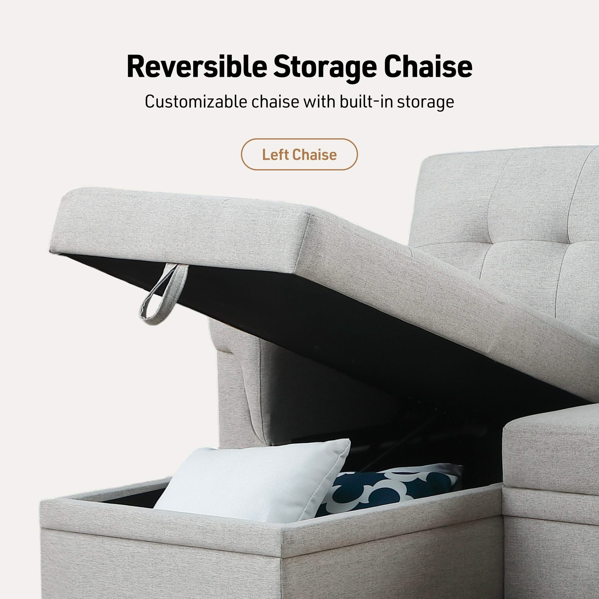 Lucca - Reversible Sleeper Sectional Sofa With Storage Chaise