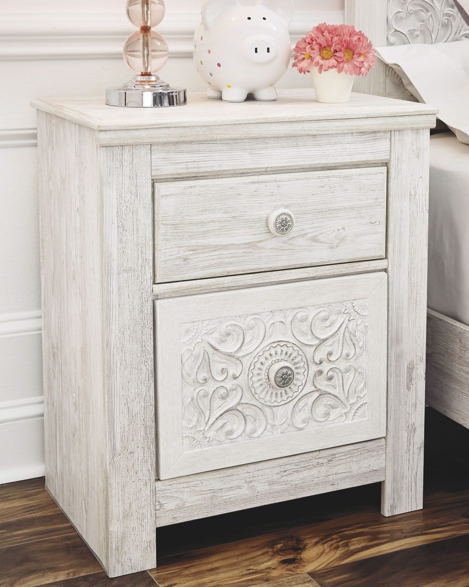 Paxberry - Two Drawer Night Stand - Whitewash
