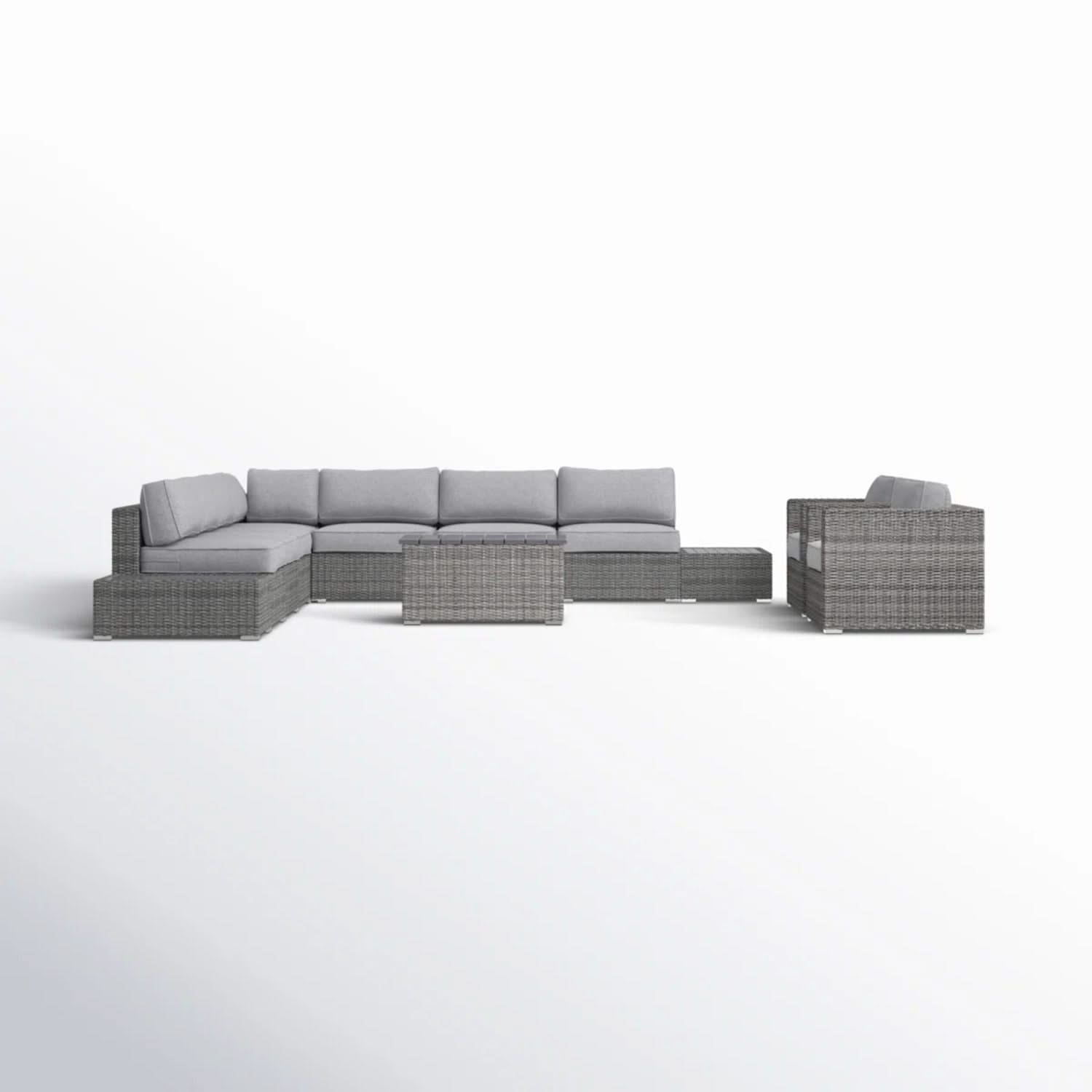 Wicker Sectional Seating Group With Cushions